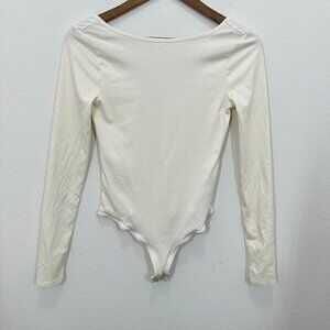 J. Crew Size XS Ivory Scoopback‎ bodysuit in stretch cotton blend Layering